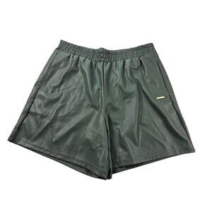 NWT Fabletics size L large Vegan Leather High-Waisted Short smoke green active